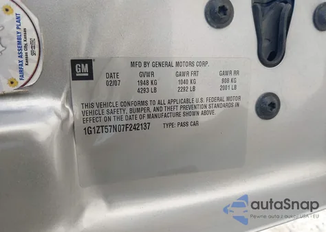 2007 Chevrolet Malibu Lt from USA, damaged, VIN 1G1ZT57N07F242137